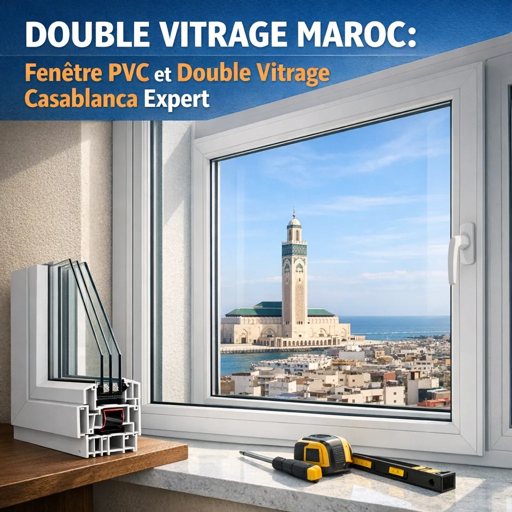 Fenêtre PVC à double vitrage moderne, expert en isolation à Casablanca, Maroc.