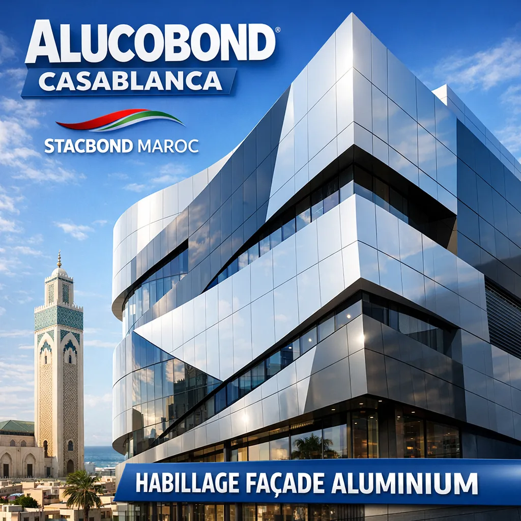 Modern building facade clad in sleek aluminum Alucobond panels by Stacbond Maroc in Casablanca.