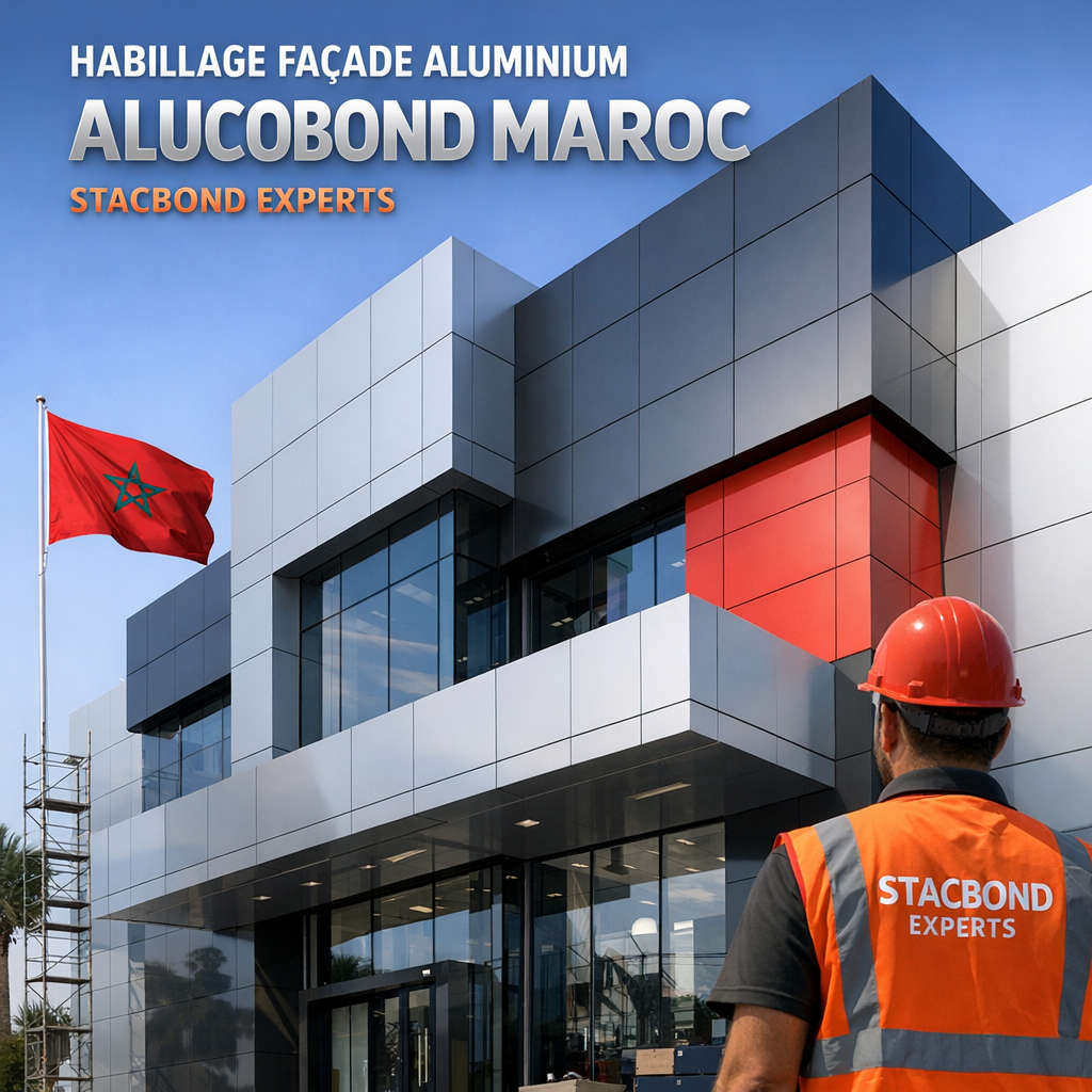 Modern commercial building in Morocco with sleek aluminum Alucobond facade by Stacbond Experts.