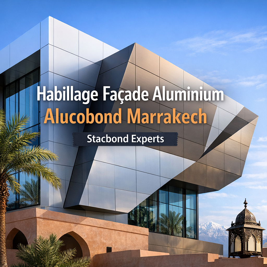 Modern aluminum facade cladding using Alucobond panels in Marrakech by Stacbond Experts, showcasing sleek, durable design.