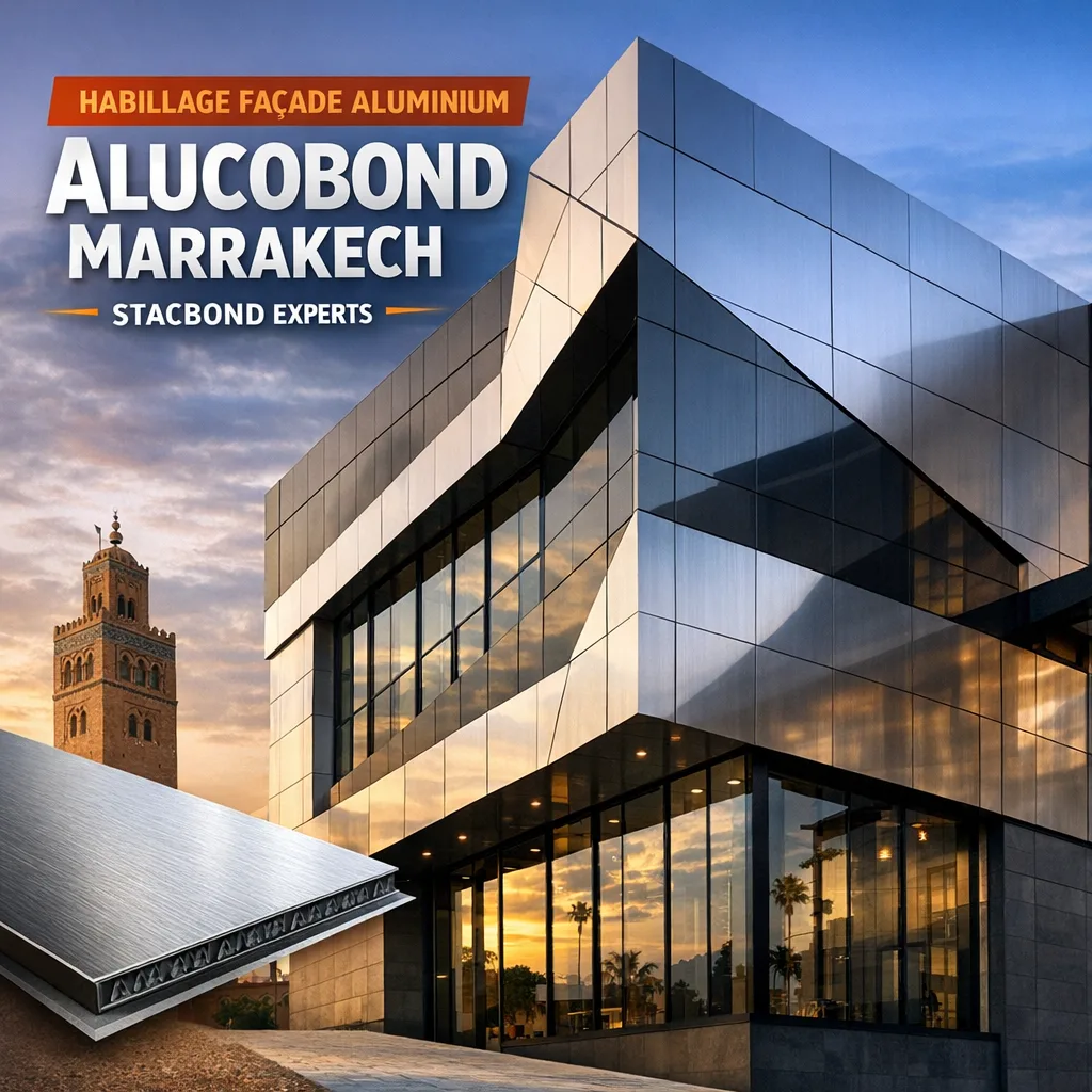 Modern aluminum facade cladding using Alucobond in Marrakech, showcasing sleek and durable exterior design by Stacbond expert